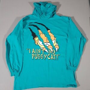 Garment Graphics Garfield Hoodie Mens XL Teal I Ain't No Pussycat Vintage 1978